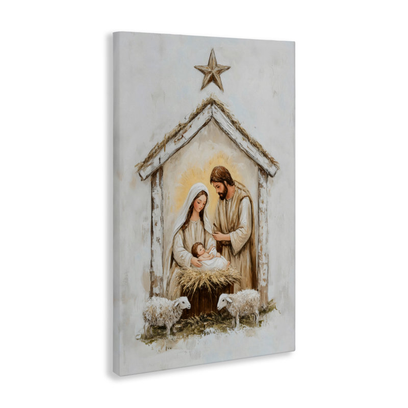 Petits agneaux et toile de la Nativité, design par Petal Prints Design, H 24 po x l 16 po