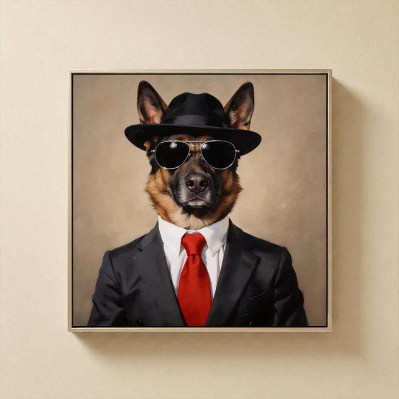 «Mr. Cool II» par CAD Designs - Impression sur toile, H 30 po x l 30 po, Cadre plat flottant, Champagne