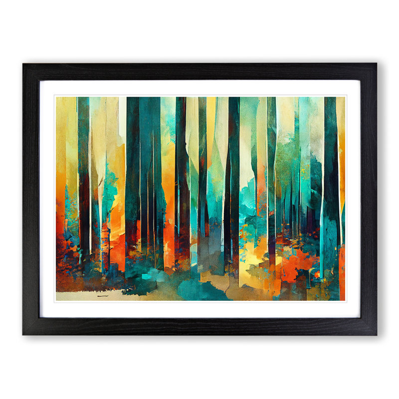 Captivating Abstract Forest Vol.2 - Picture Frame Print, 46cm H x 64cm W x 2cm D, Black