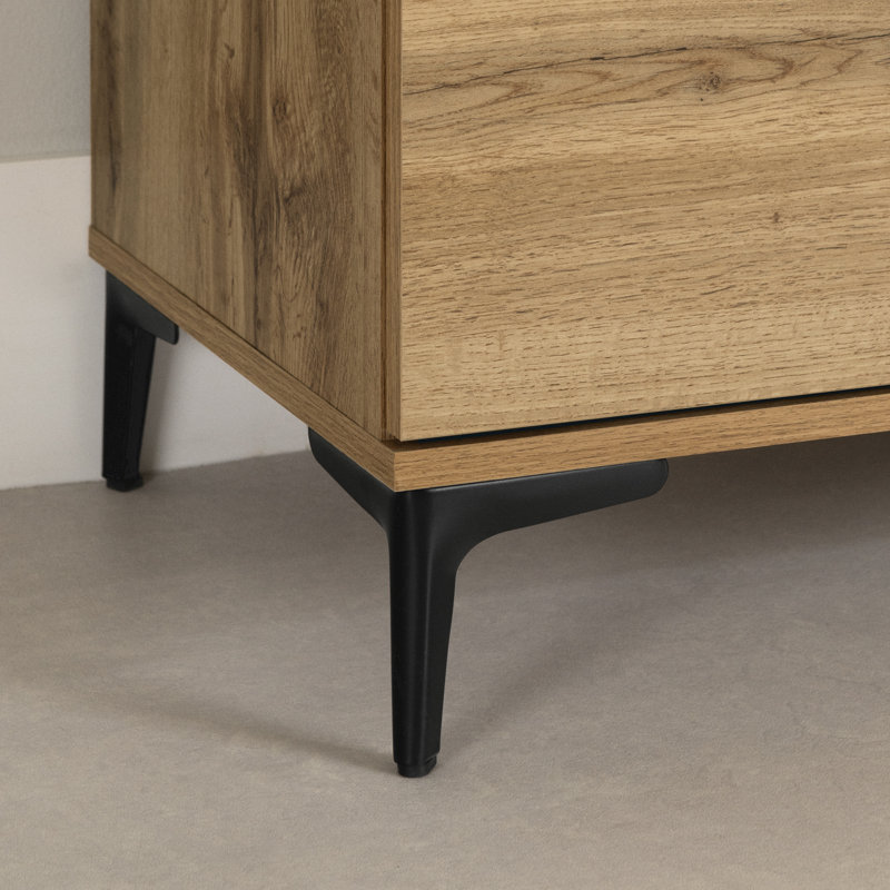 Musano 60" TV Stand With Doors And Drawer, Medium Wood