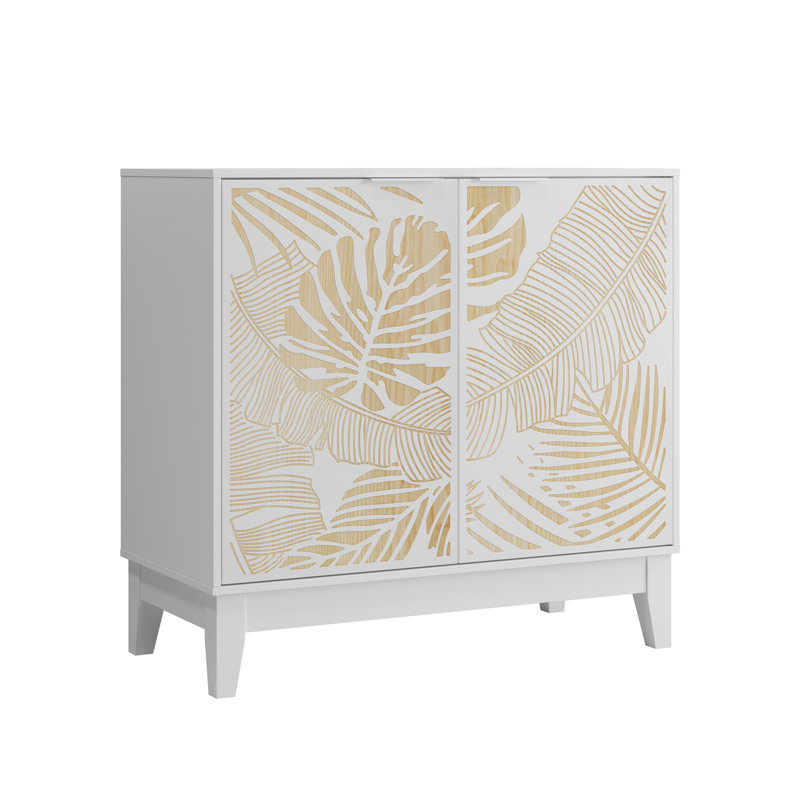 Buffet 31,5 pouces, buffet décoratif avec 2 portes et tablettes réglables, White