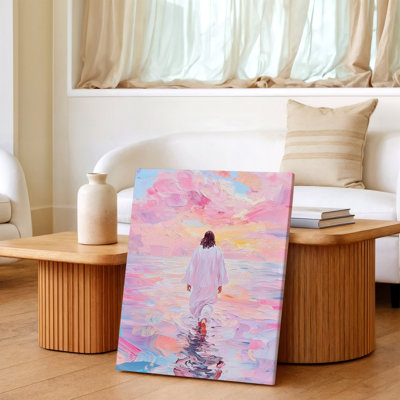 Reproduction d'art mural sur toile rose océan coucher de soleil rose, art animalier contemporain contemporain, œuvre pour le salon, chambre à coucher, bureau, couloir, appartement, galerie, décoration murale