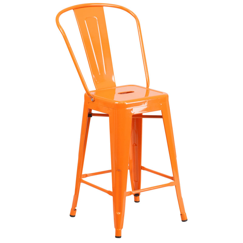Tabouret de bar Iddings, Orange, 4, Tabouret de bar (siège d'une hauteur de 30 po)