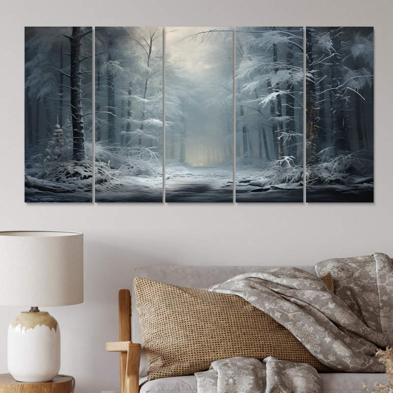 Winter Silent Woods IV - Impression sur toile de paysages - 5 panneaux égaux