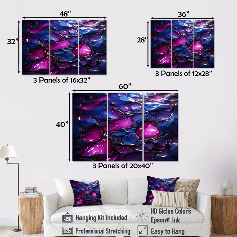 Décoration murale en marbre rose et mauve Essence II - marbre, Toile tendue, H 40 po x l 61 po x P 1 po