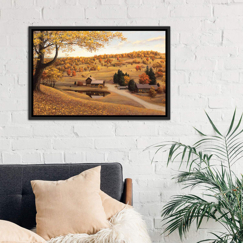 «Vermont Farm», reproduction de photo, H 18 po x l 26 po x P 1,5 po, Cadre noir vieilli