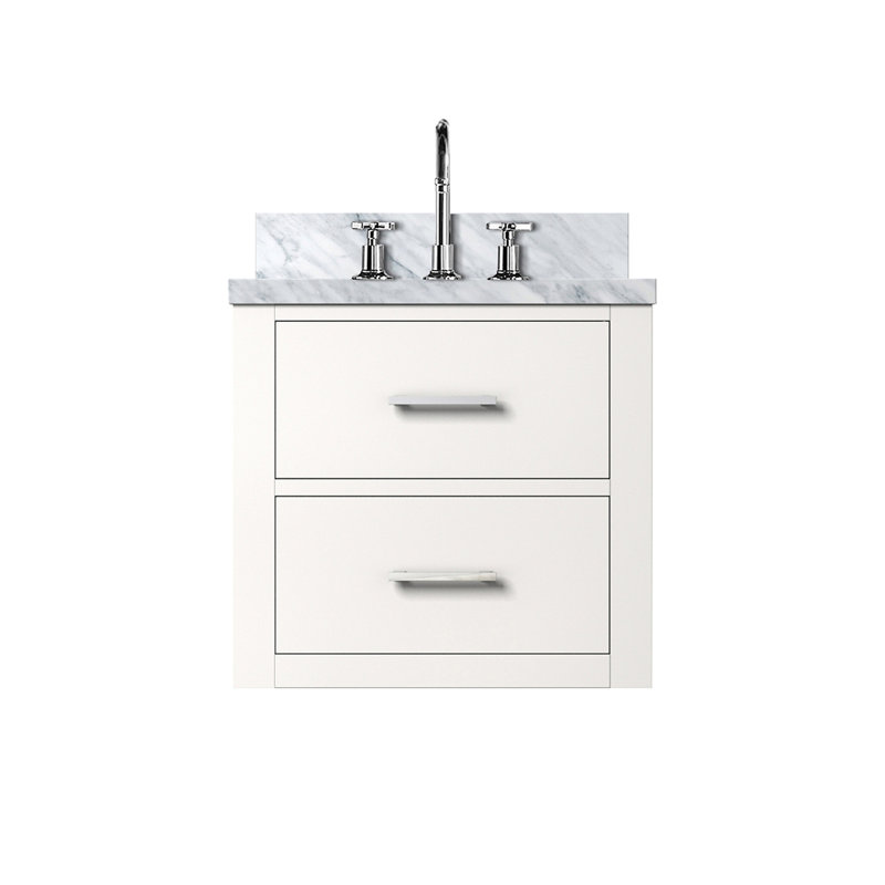 Meuble-lavabo simple blanc 20 po X P 18 po D, dessus en acrylique et robinet, Blanc