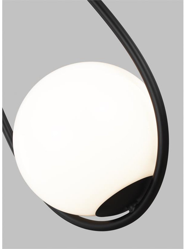Midnight Black and White Glass Globe Pendant Light