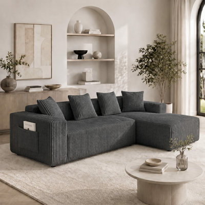 3 Seater Corduroy Sofa & Chaise