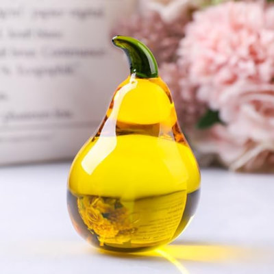Mini Glass Pear Collectible Figurines Crystal Papperweights Glass Fruit Decor For Home Kitchen Tabletop Centerpiece Ornaments