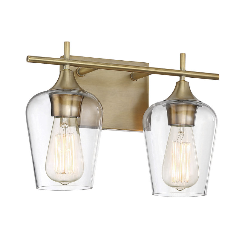 Éclairage pour meuble-lavabo à intensité variable Breena en laiton chaud, Laiton chaleureux, Clear
