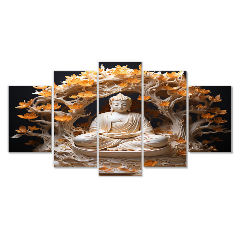 Tohei - Bouddhisme, art mural sur toile 5 pièces, H 32 po x l 60 po