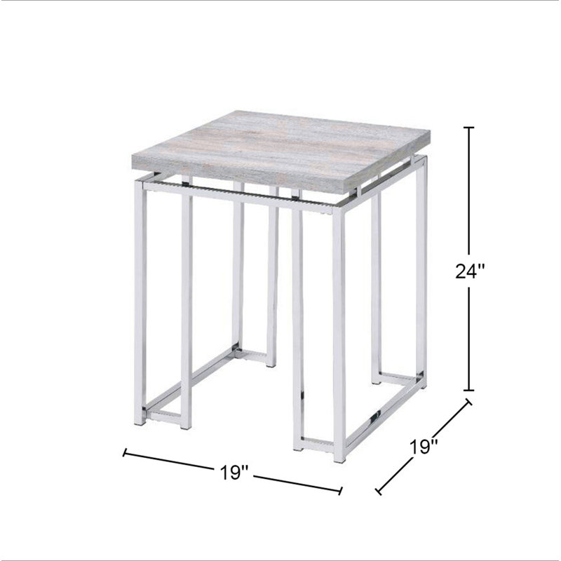 Square End Table with Metal Sled Base