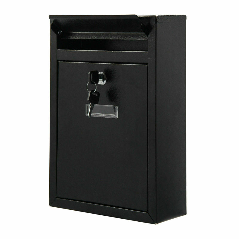 Baglieri Locking Wall Mounted Letter Box Black Large Letter Box Post Mail Box Lockable With Keys