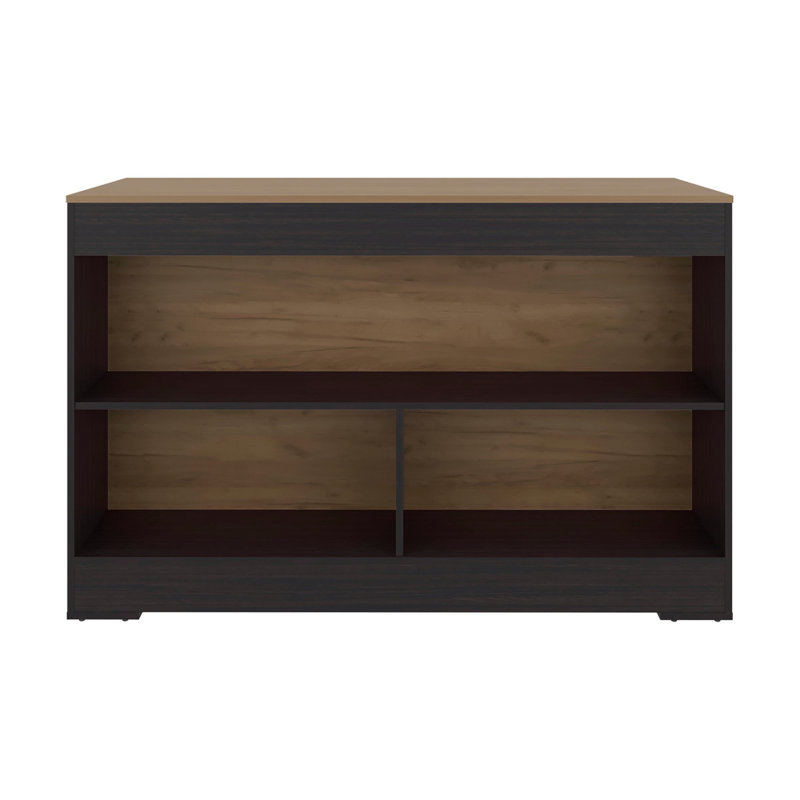 Wenge Open Storage Kitchen Island, Black