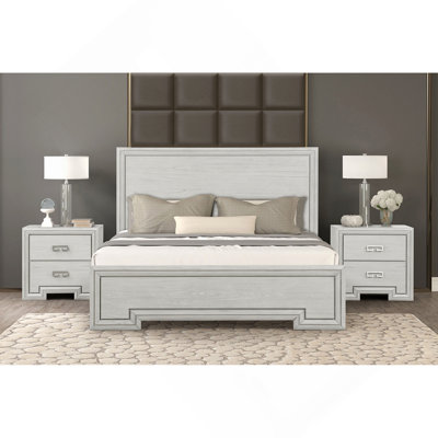 Transitional Style 1pc Nightstand USB Port Metal Handle French and English Dovetail Drawers Rustic White Finish Bedroom Furniture