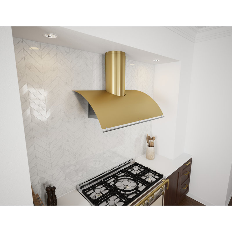 Hotte murale Zephyr Okeanito avec lumières DEL, Or brossé, 36"