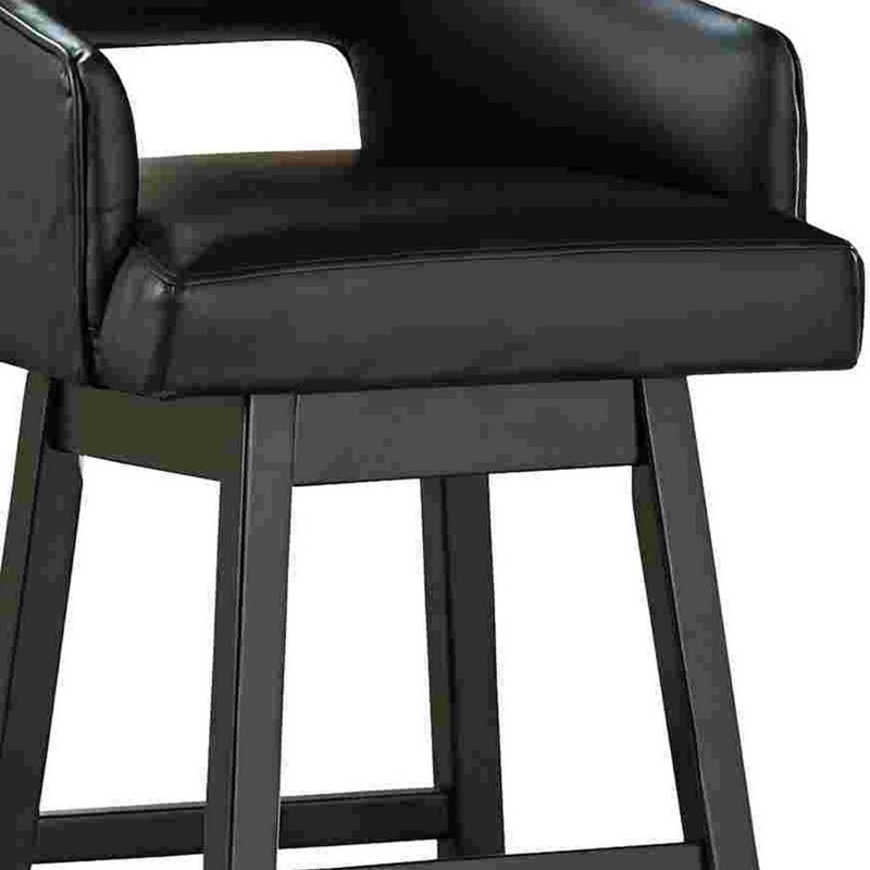 Ensemble de 2 tabourets de bar pivotants avec similicuir et dossier noir, Très grand (siège d'une hauteur de 43 po)
