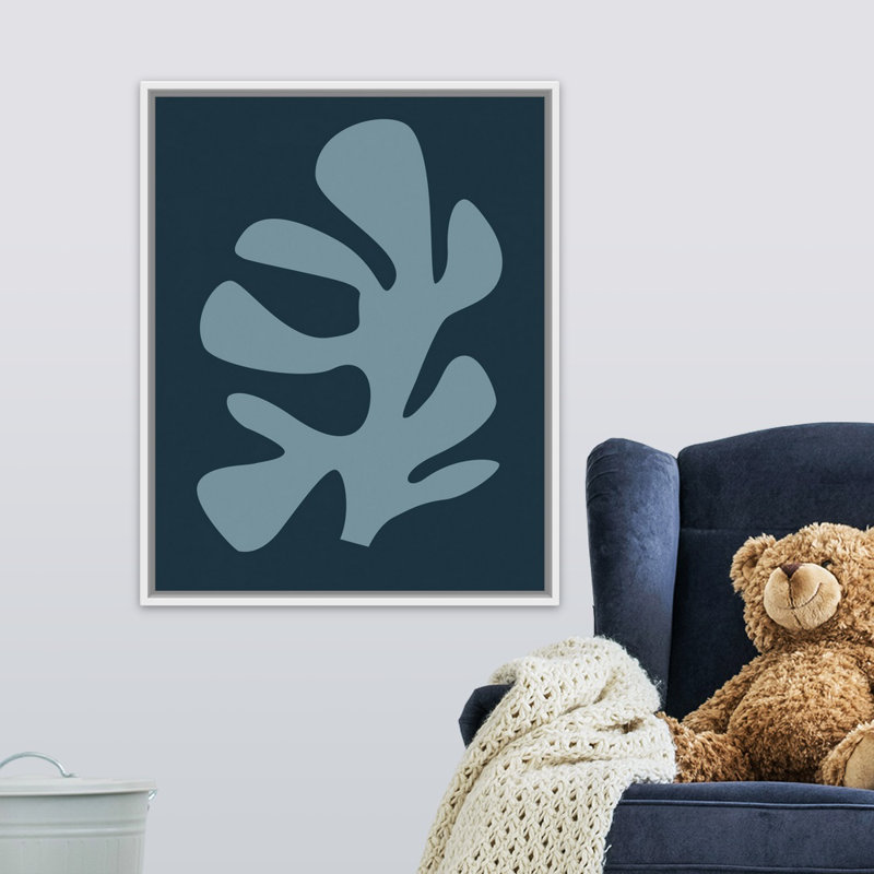 Art encadré pour enfants corail vi, H 30 po x l 24 po x P 1,2 po, Cadre flottant blanc avec toile / mauve / bleu