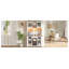 Armoire de cuisine blanche 70,9 "avec lumières DEL et prises de courant, buffet de ferme avec porte-bouteilles et portes en verre-1069163979