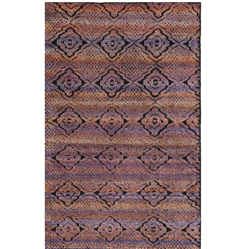 Tapis mauve en laine / viscose / coton noué à la main Donncha, Rectangle 9 pi x 12 pi