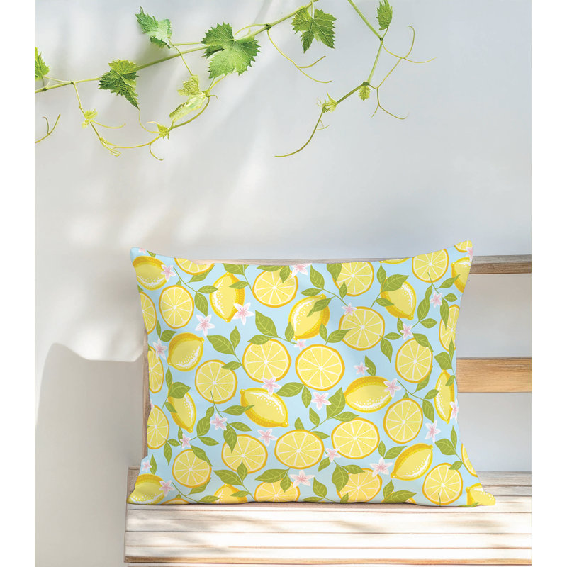 Coussin lombaire d'extérieur Lemons Coastal, Bleu