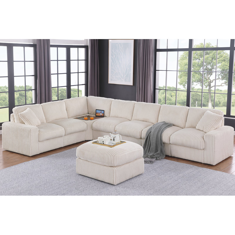Canapé modulaire en coin Olathe Daisy, Polyester beige