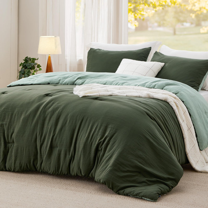 Ensemble d'édredon réversible, Grand édredon + 2 taies d'oreiller standard, Bleu