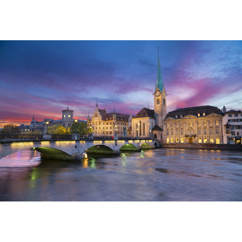 Zurich par - Photographie de toile tendue, H 8 po x l 12 po