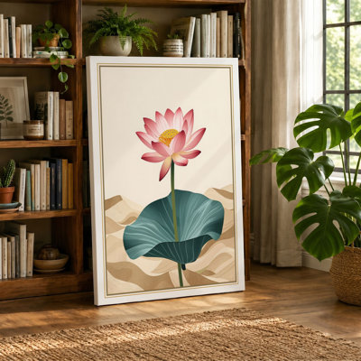 Lotus in Bloom Botanical - Wrapped Canvas