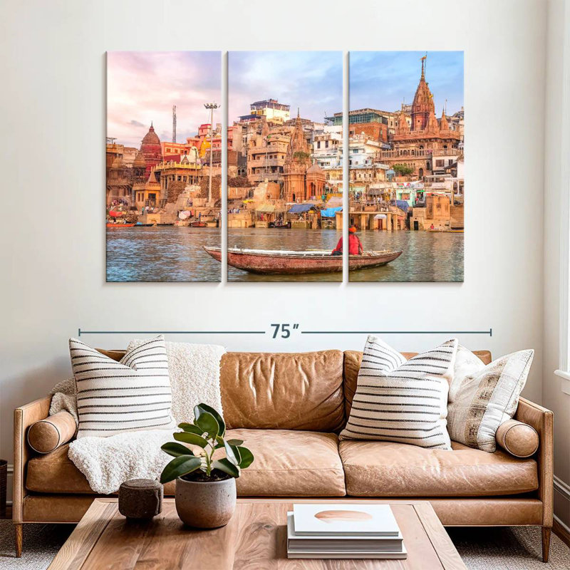 Sebbie Sadhu In A Boat, 42" H x 65" W