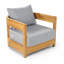 Fauteuil club de patio en teck massif Everlee avec coussins Sunbrella-1314743025