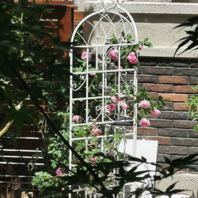 71"X19.7" Metal Trellis For Gardens, Rustproof, Creamy White, Simple Installation Steps 2 Garden 71"X19.7", Metal, Rust-, Creamy, Straightforward Manner