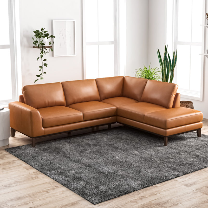 Talley 97" Genuine Leather Sofa & Chaise, Right Hand Facing