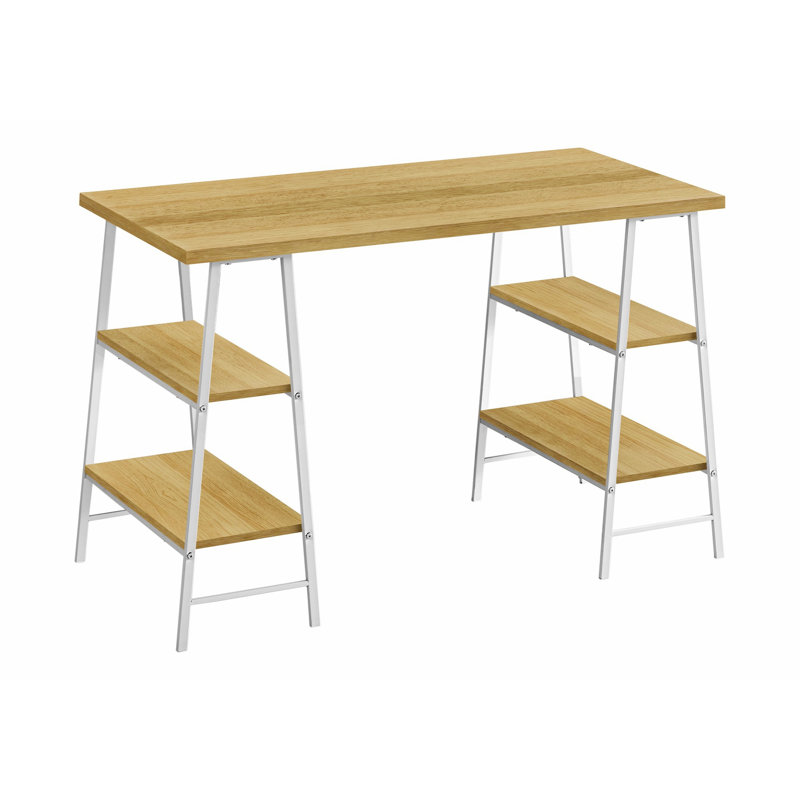 Bureau d'ordinateur avec tablettes de rangement, bureau à domicile avec structure en métal