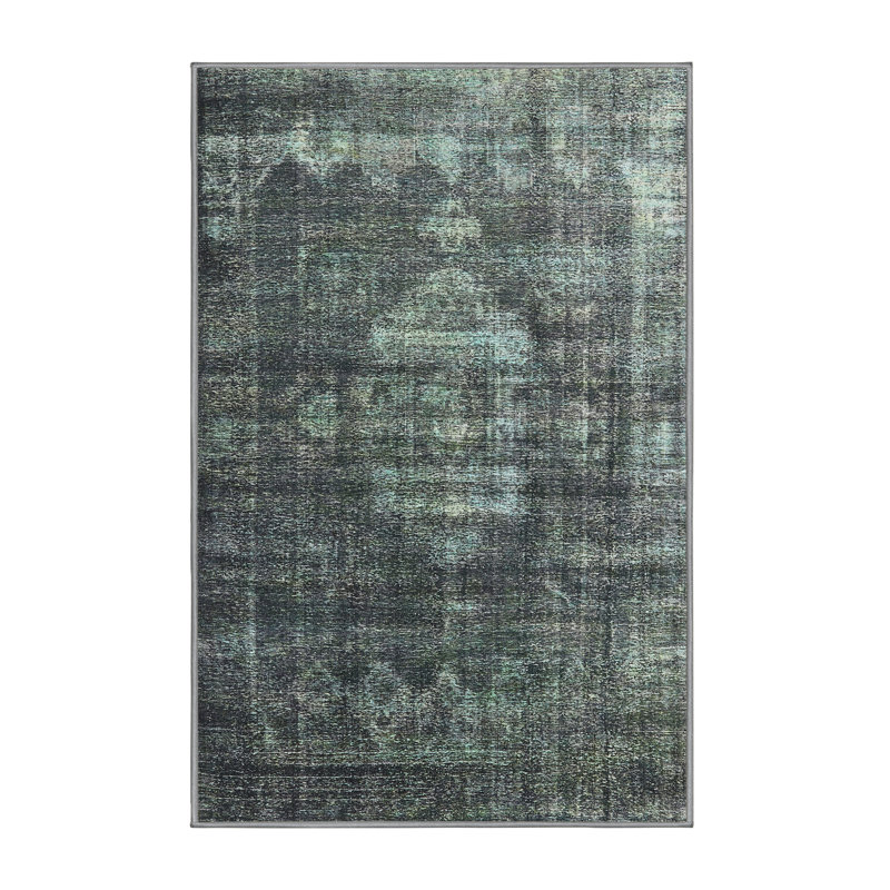 Tapis oriental bleu sarcelle / noir, Rectangle 4 pi x 6 pi