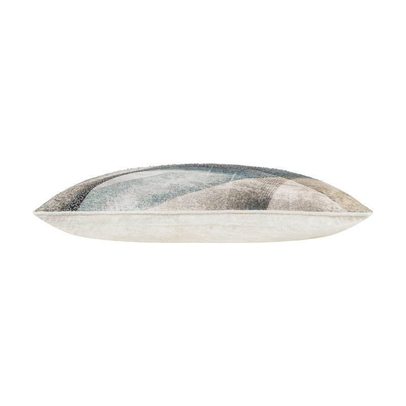 Oreiller bleu et gris en jade, Rectangle H 14 po x l 20 po