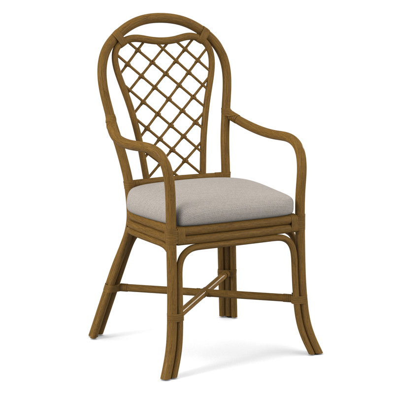 Trellis Dining Arm Chair, Greystone, White Textured Performance; 0865-91