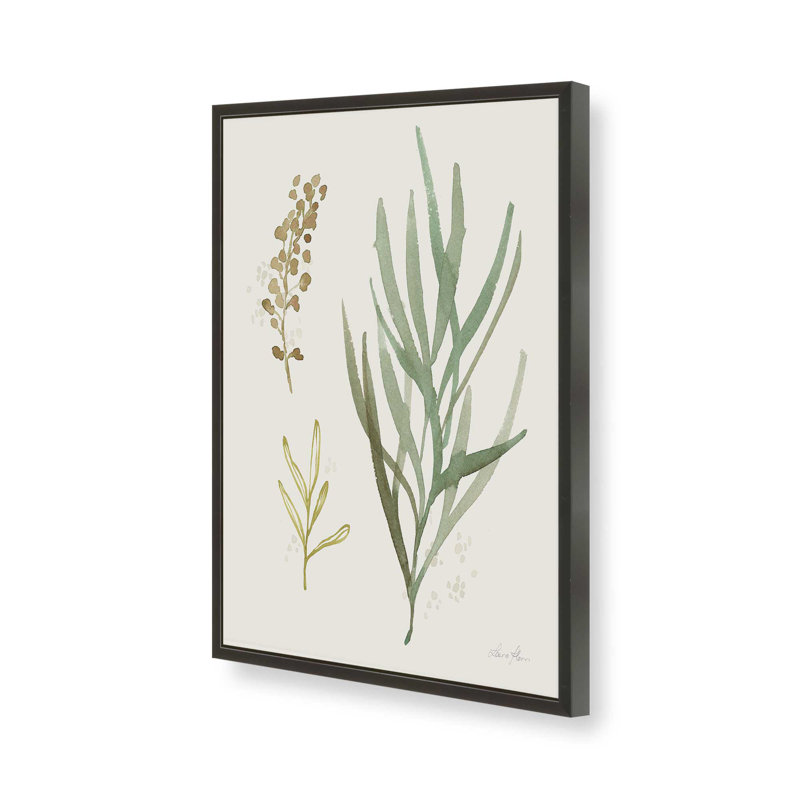 «Earthy Greens in Bloom III», reproduction, H 25 po x l 19 po, Cadre d'angle ouvert noir satiné