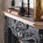 Black + Burlywood Solid Wood Freestanding Fireplace