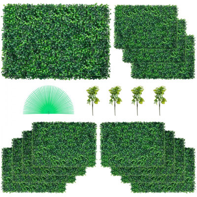 12 panneaux muraux en herbe de 24 po x 16 po pour 32 pieds carrés, panneaux muraux de haie de buis, mur de fond de gazon artificiel 1,6 po, écran de haie d'intimité protégé contre les rayons UV pour la clôture de jardin intérieur extérieur