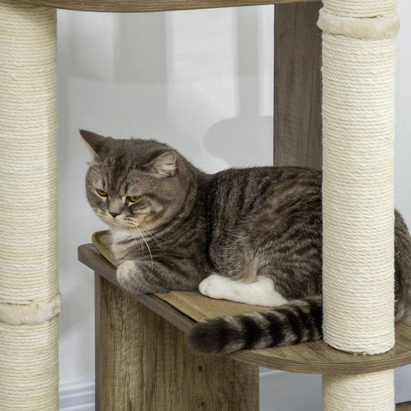 Arbre à chat d'angle moderne de 65 po de hauteur pour grimper, PawHut