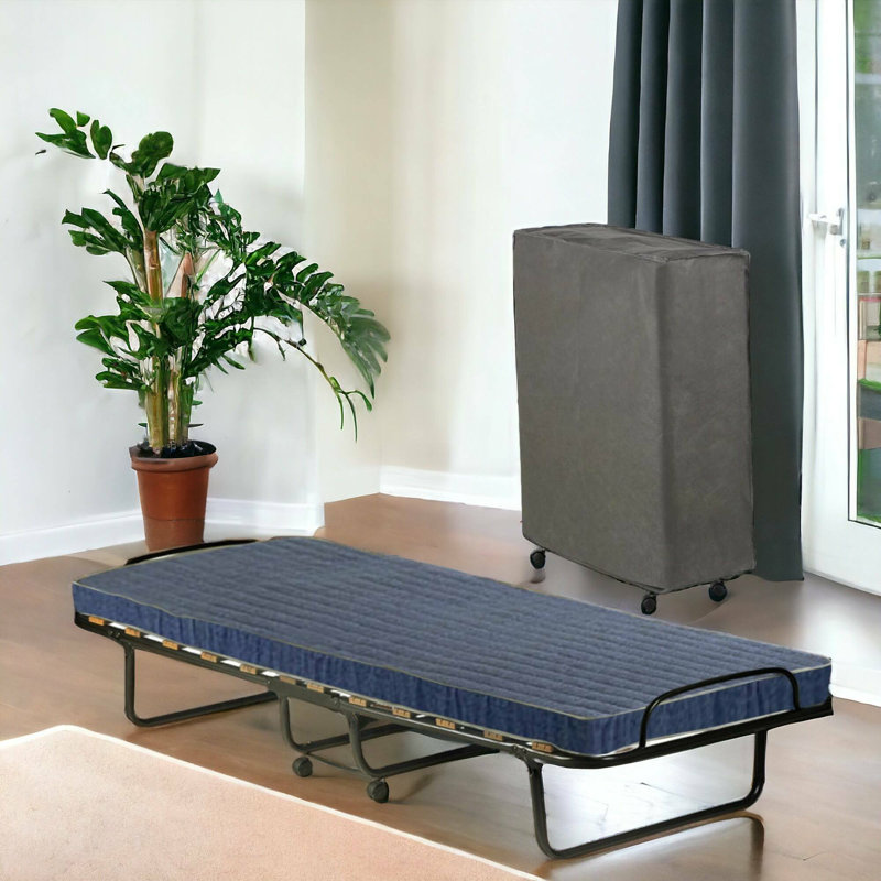 Daaronso folding bed, Camp bed with 12 slats, Mattress included, 80x190h37 cm, Cover included