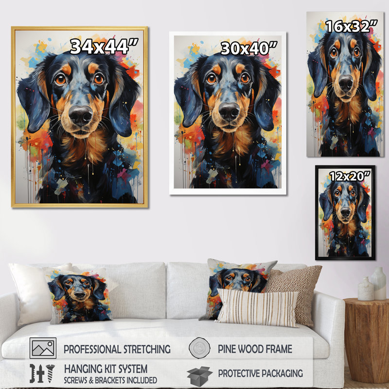 Impression sur toile de teckel, impression de chien mignon - Dachshund Delight VI, Toile tendue, H 44 po x l 34 po x P 1,5 po