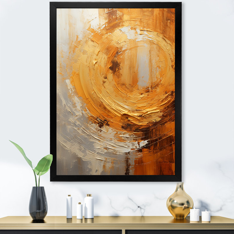 Golden Gyre Spiral I - Abstract Spirals, impression sur toile_106089, Cadre photo noir, H 44 po x l 34 po x P 1,5 po