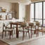 Ensemble de 4 chaises de salle à manger en bois massif, structure en noyer et assise rembourrée en chenille beige, chaises de style campagnard pour cuisine ou salle à manger, renforts métalliques en forme de X, montage facile