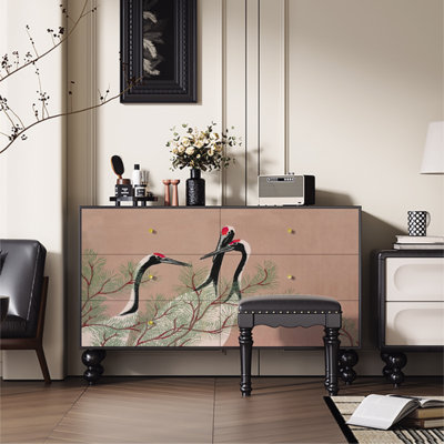 Commode d'appoint moderne en bois de pin à six tiroirs