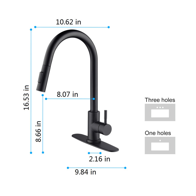 Robinet de cuisine tactile - Acier inoxydable noir mat. Tête de pulvérisation rotative à 360 degrés pour une désinfection intense de l'évier. Et rouille. Débit de température d'eau à une seule poignée