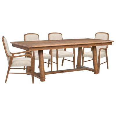 Trestle Extendable Dining Table with 4 Arm Chairs