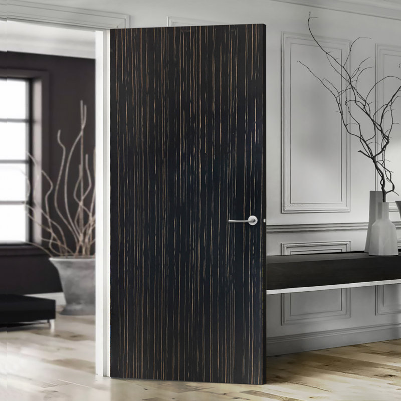 Dalle de porte intérieure noire en composite à noyau creux lisse, 36 po x 80 po